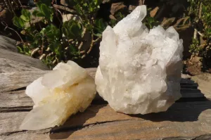 Natural Rare Sugar Quartz Clusters x 2 From Ambatfinhandrana, Madagascar