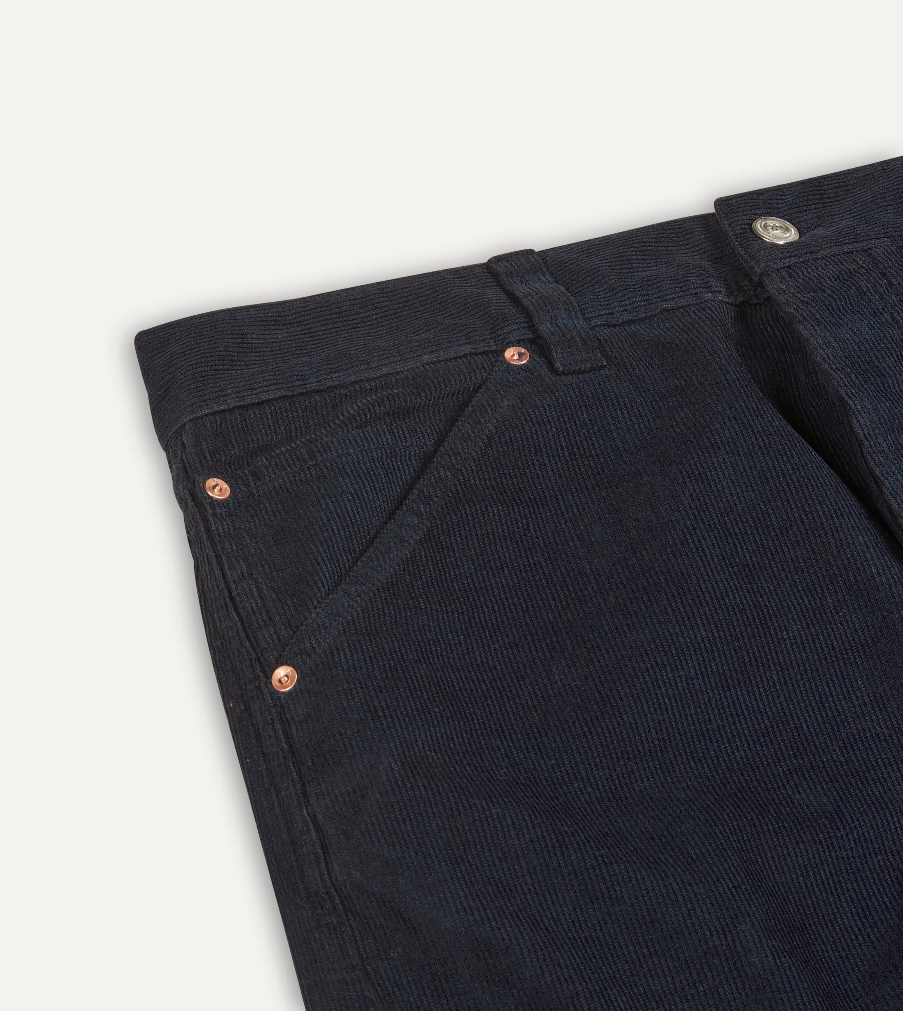 Navy Japanese Selvedge Needlecord Five-Pocket Trousers