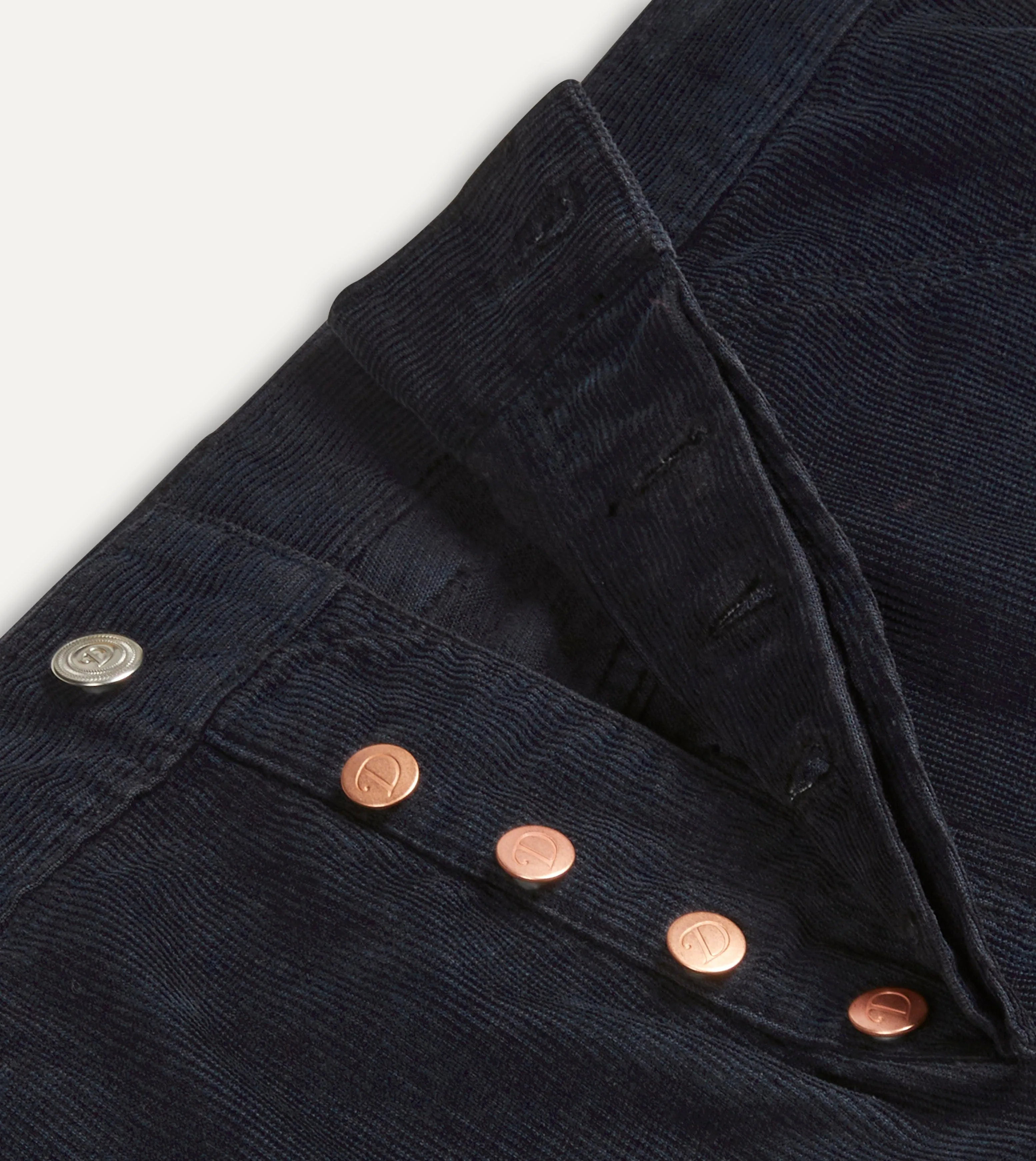 Navy Japanese Selvedge Needlecord Five-Pocket Trousers