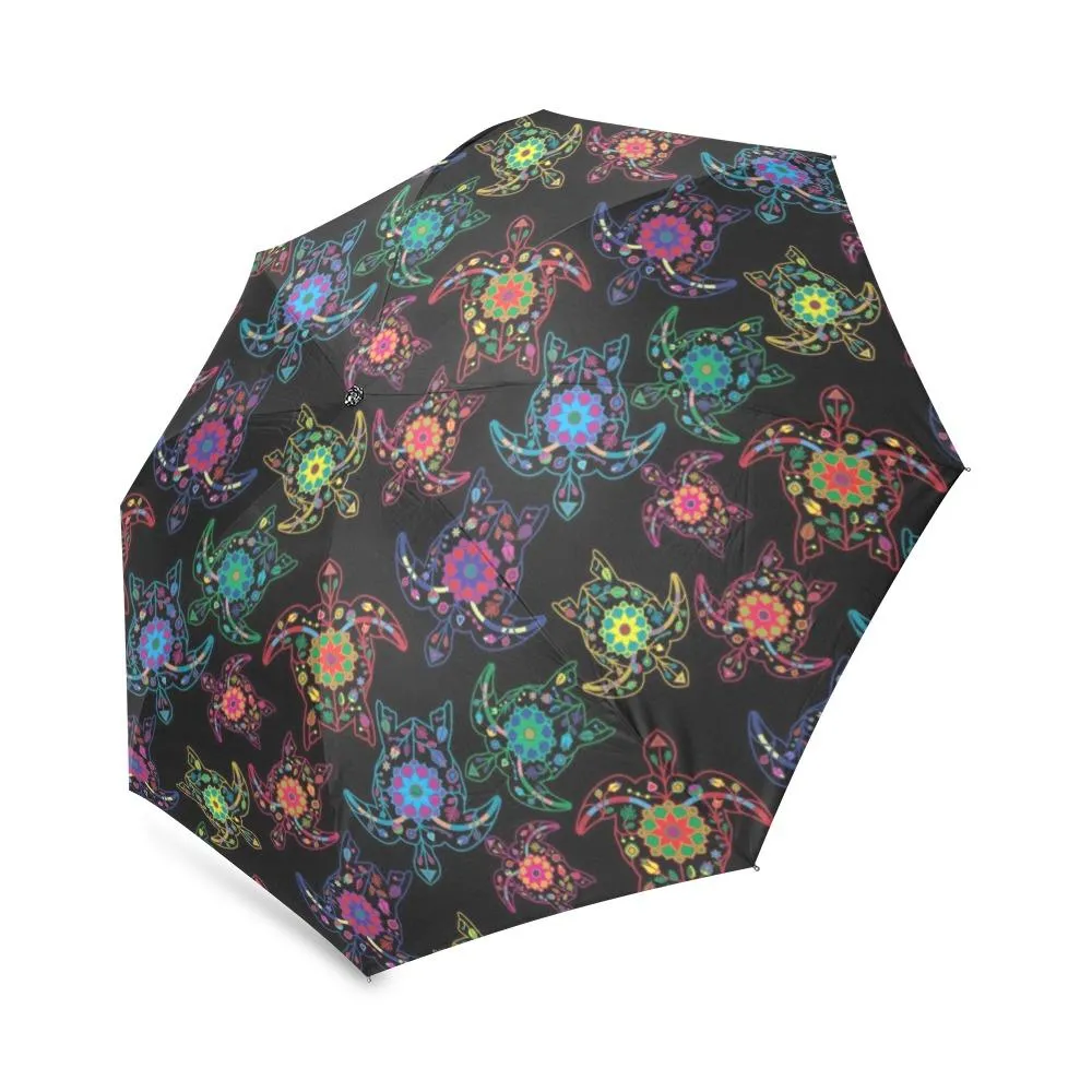 Neon Floral Turtles Foldable Umbrella