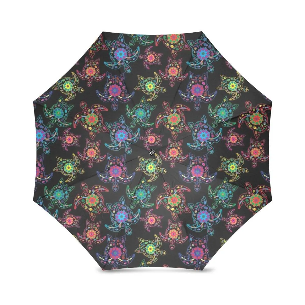 Neon Floral Turtles Foldable Umbrella