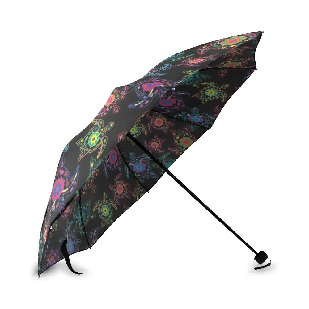 Neon Floral Turtles Foldable Umbrella