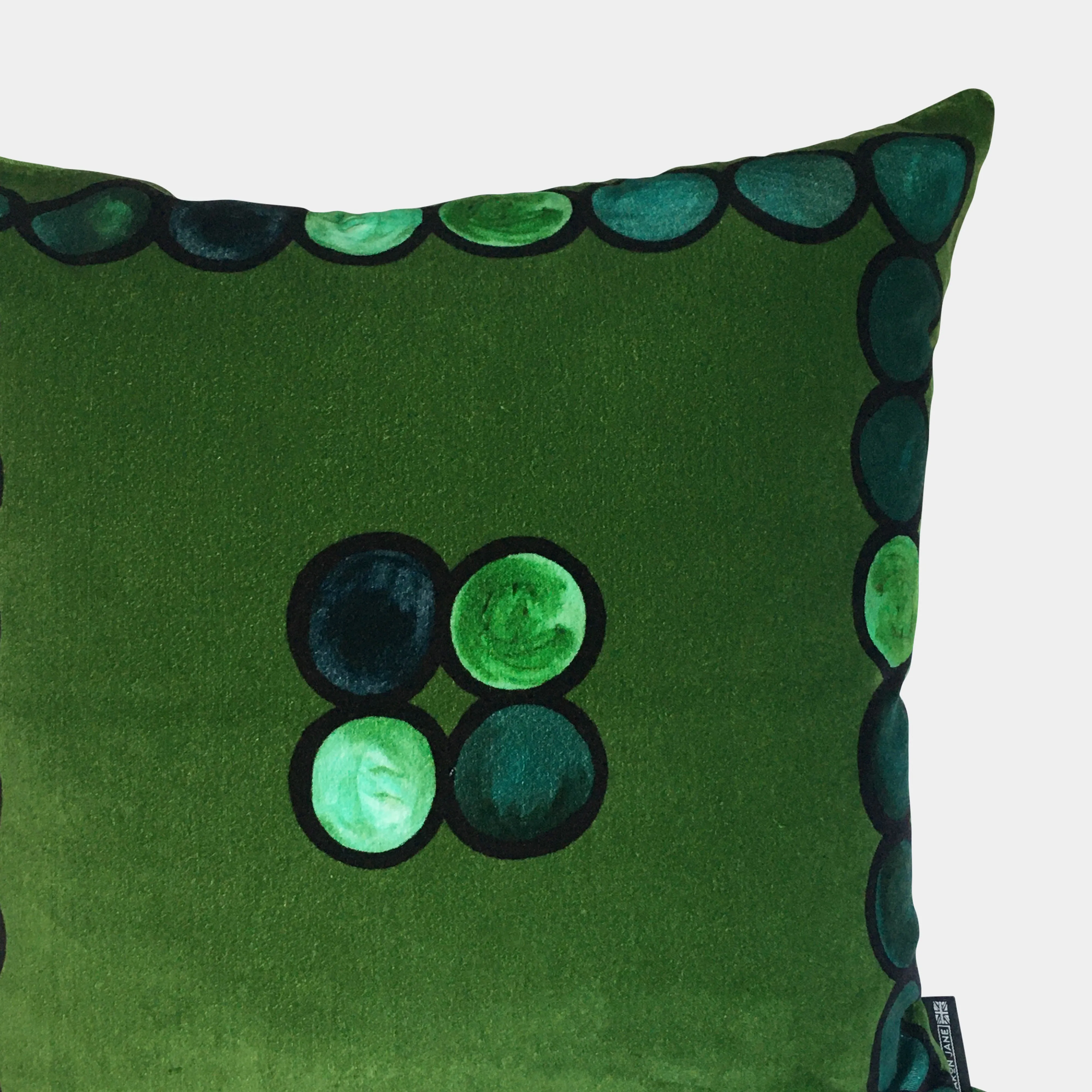 Ombré Circle Velvet Cushion - Emerald green