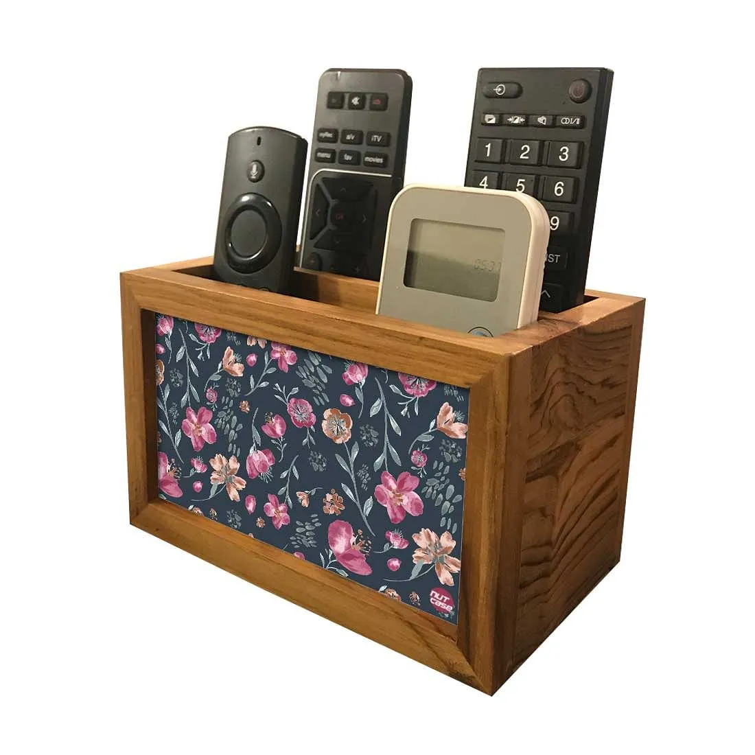 Organizer For TV AC Remotes -Cute Baby Floral Art Gray