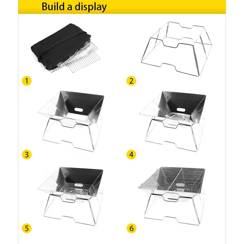 Outdoor Grill For BBQ Foldable BBQ Grill Portable Charcoal Grill