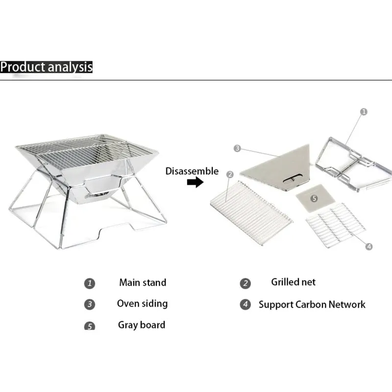 Outdoor Grill For BBQ Foldable BBQ Grill Portable Charcoal Grill