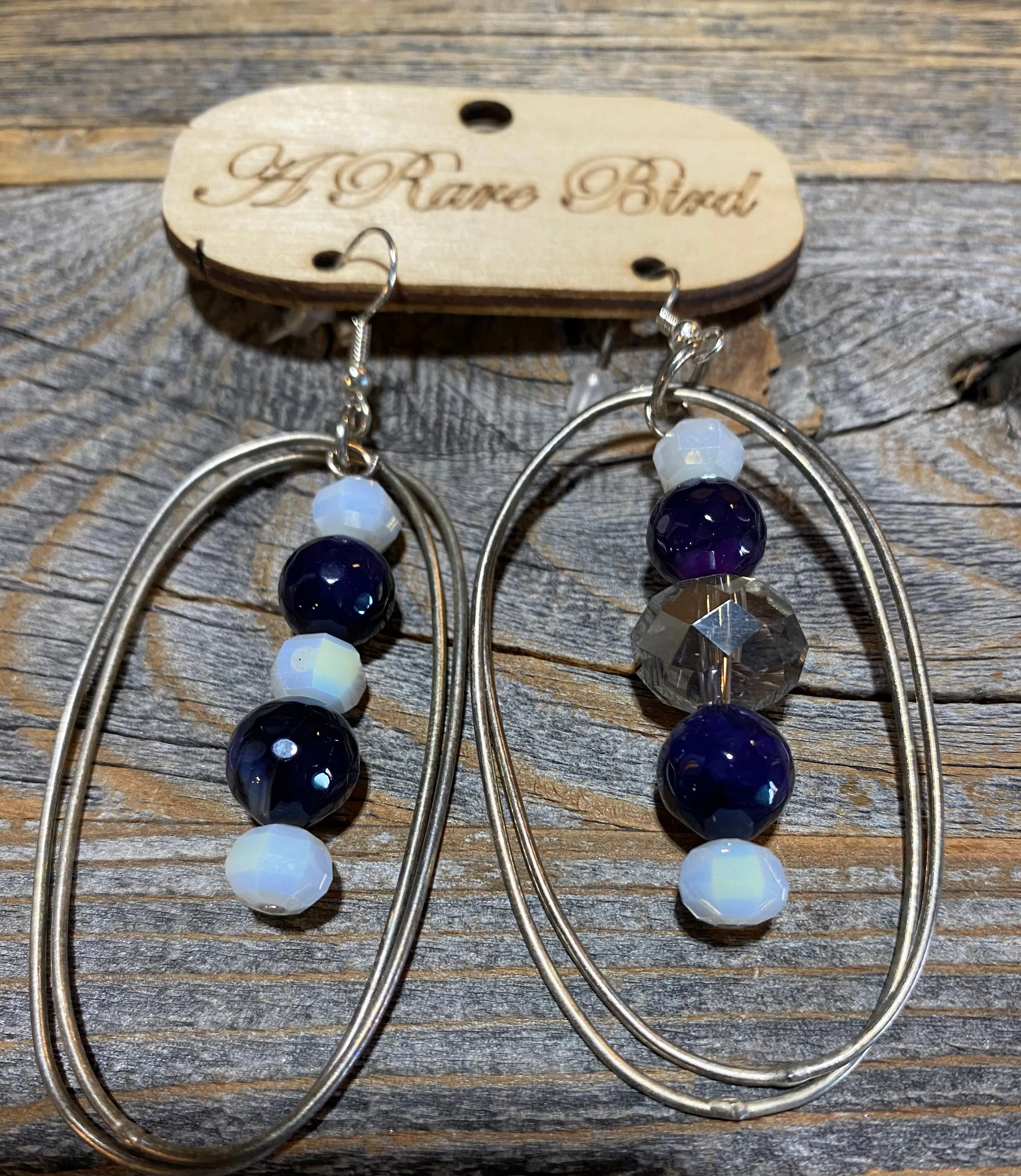 Oval Purple Dangle Earrings