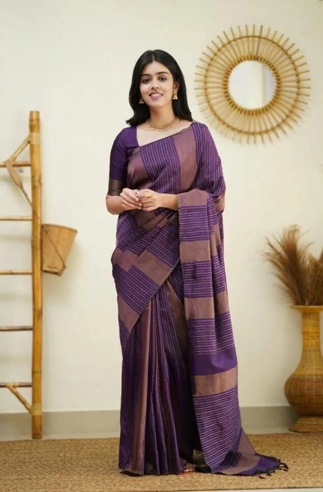 Panoply Purple Soft Silk Saree With Sumptuous Blouse Piece