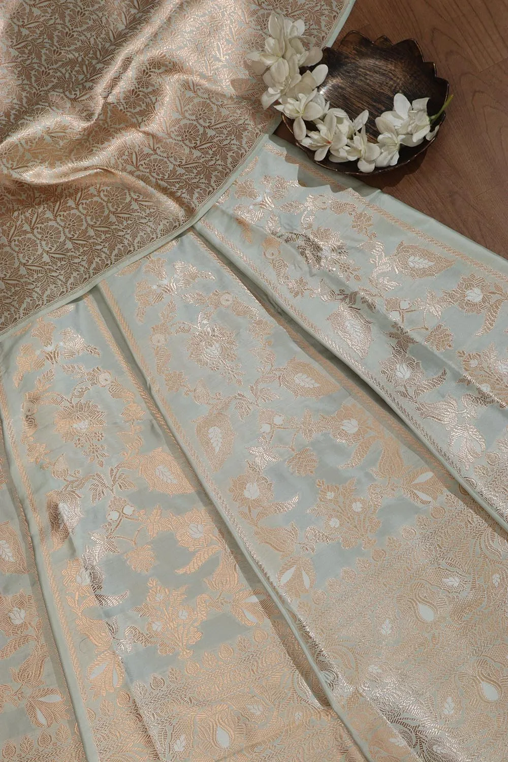 Pastel Banarasi Silk Lehenga Set - Exquisite Elegance