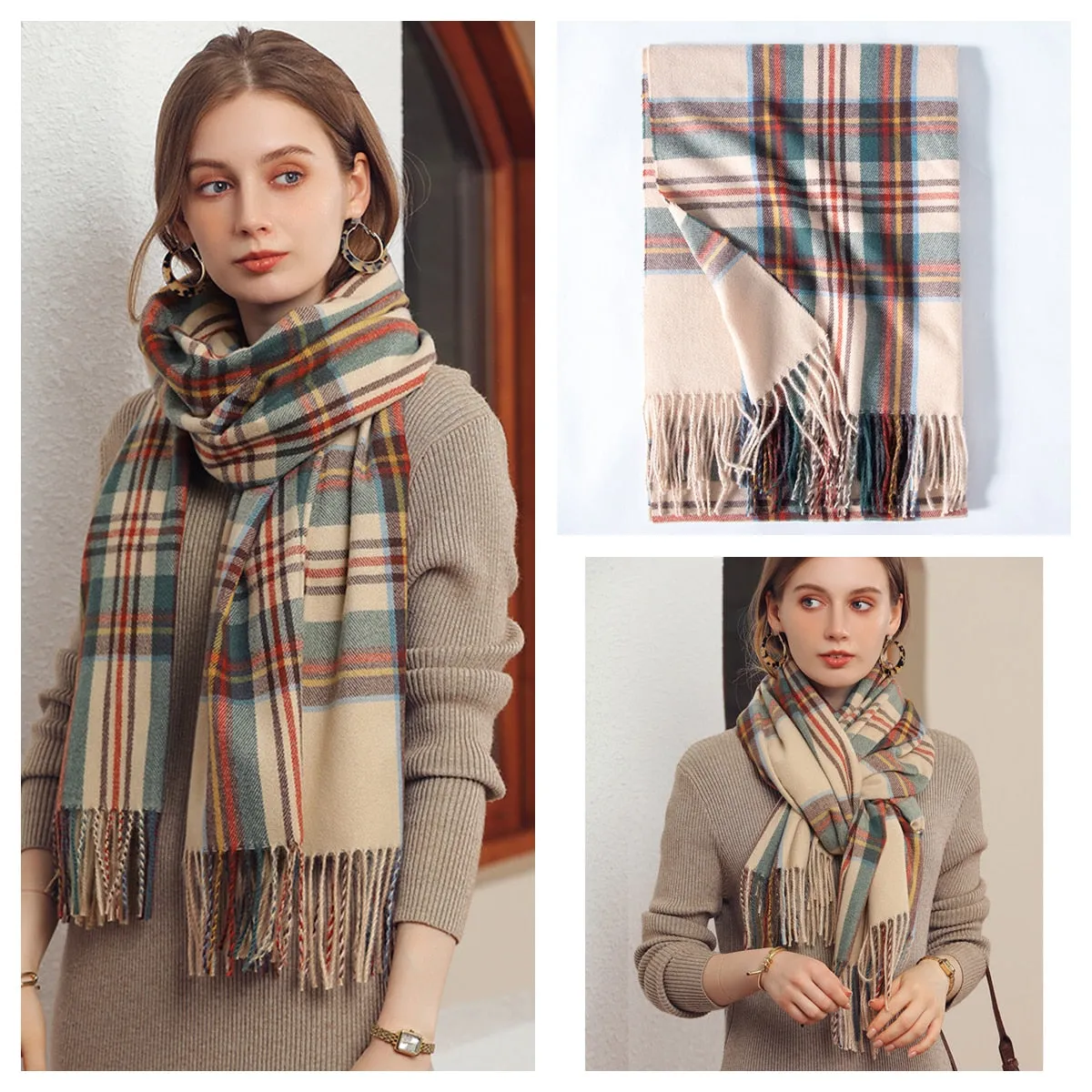 Plaid Wool Scarf