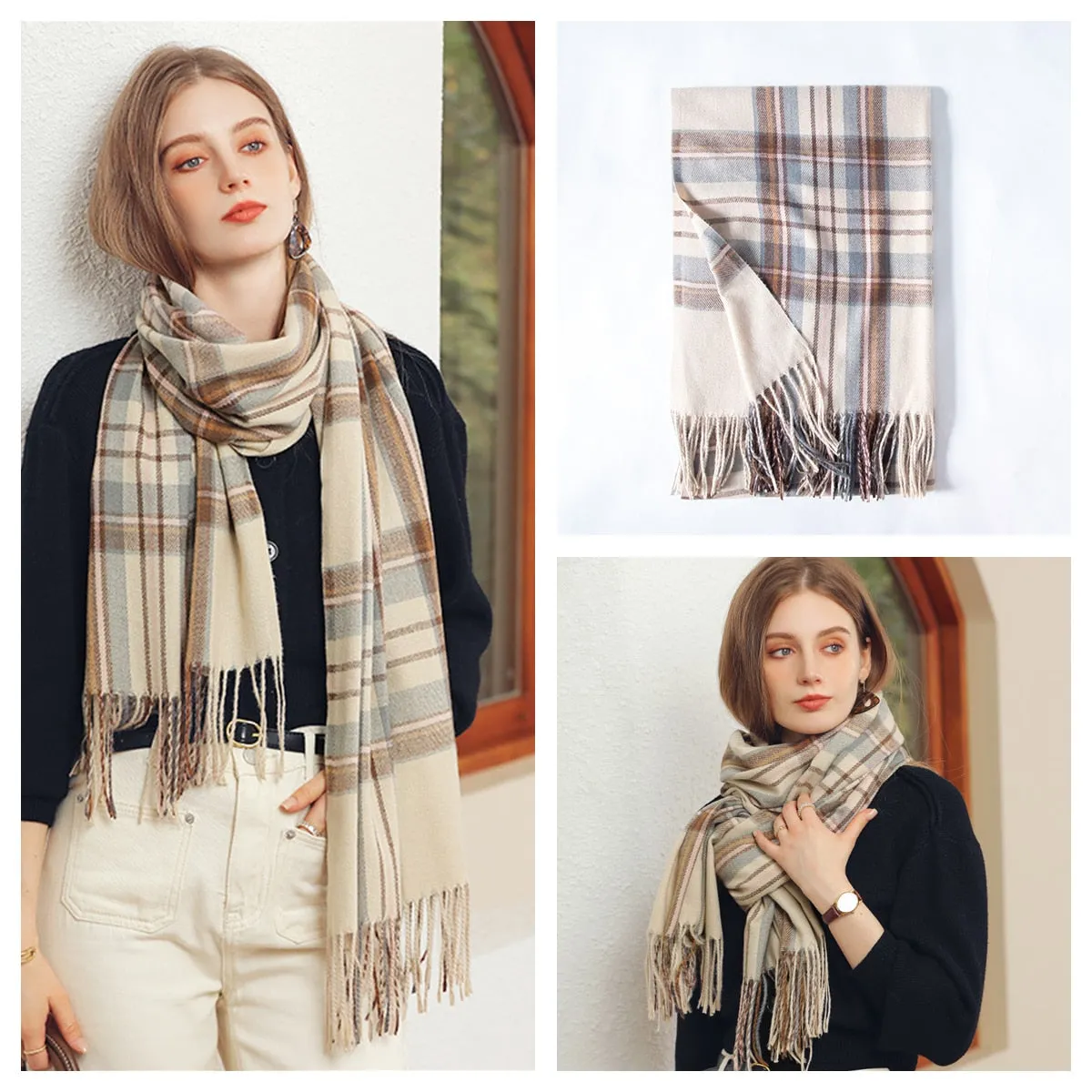 Plaid Wool Scarf