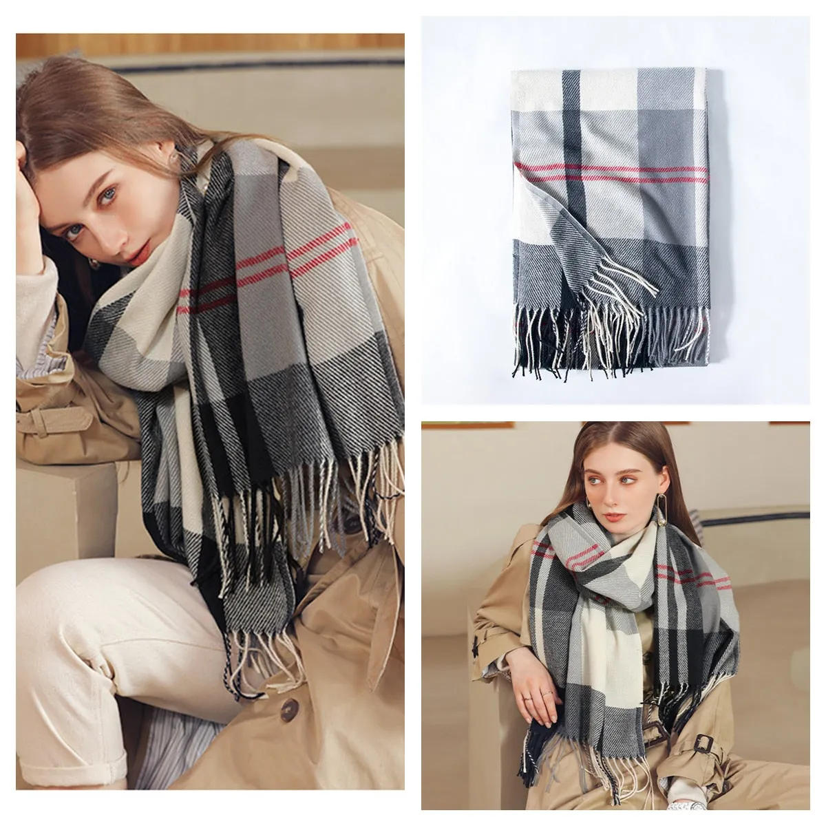 Plaid Wool Scarf