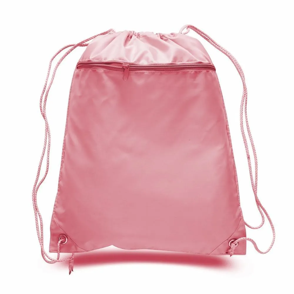 Polyester Cheap Drawstring Bags with Front Pocket