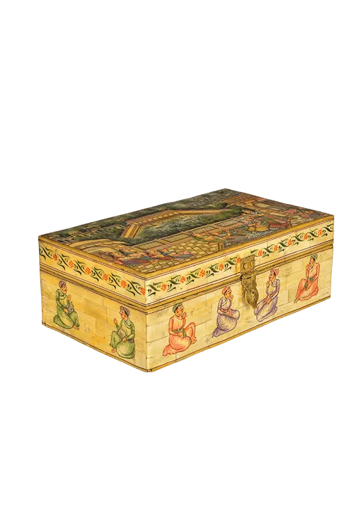 Rajput Family Scene Painted Box