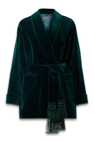 Raniya Belted Macramé-trimmed Cotton-blend Velvet Jacket