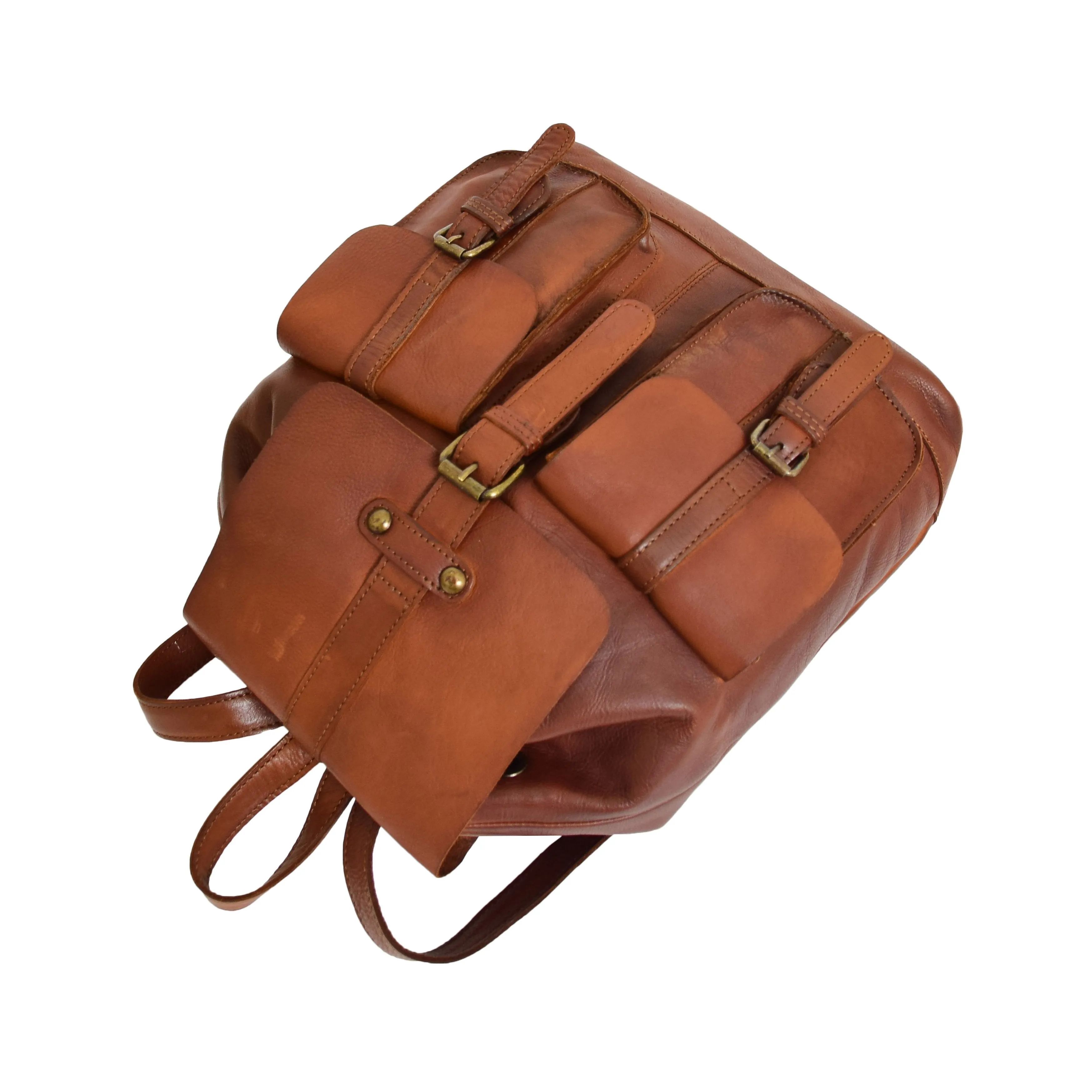 Real Leather Classic Vintage Rucksack Eli Tan