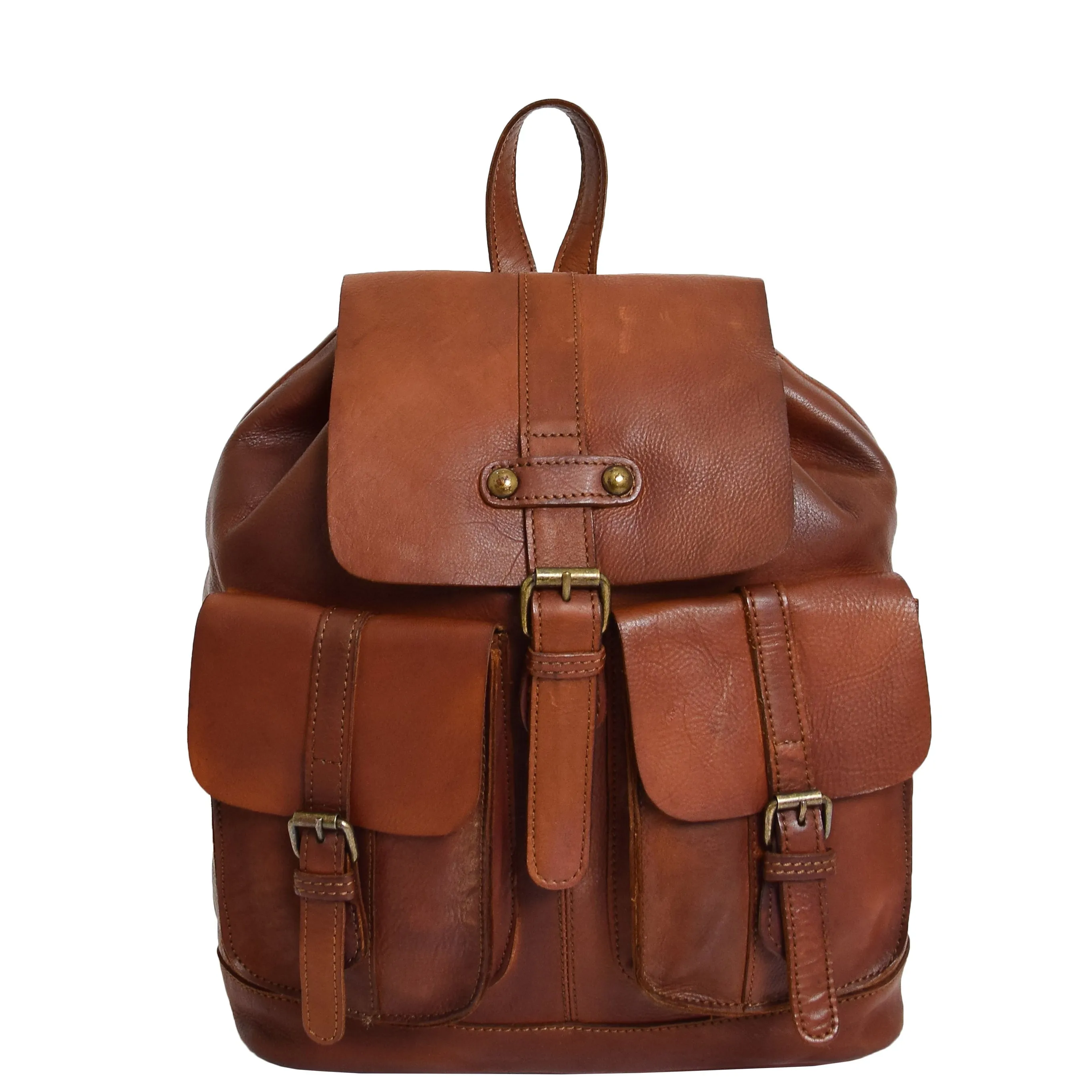 Real Leather Classic Vintage Rucksack Eli Tan