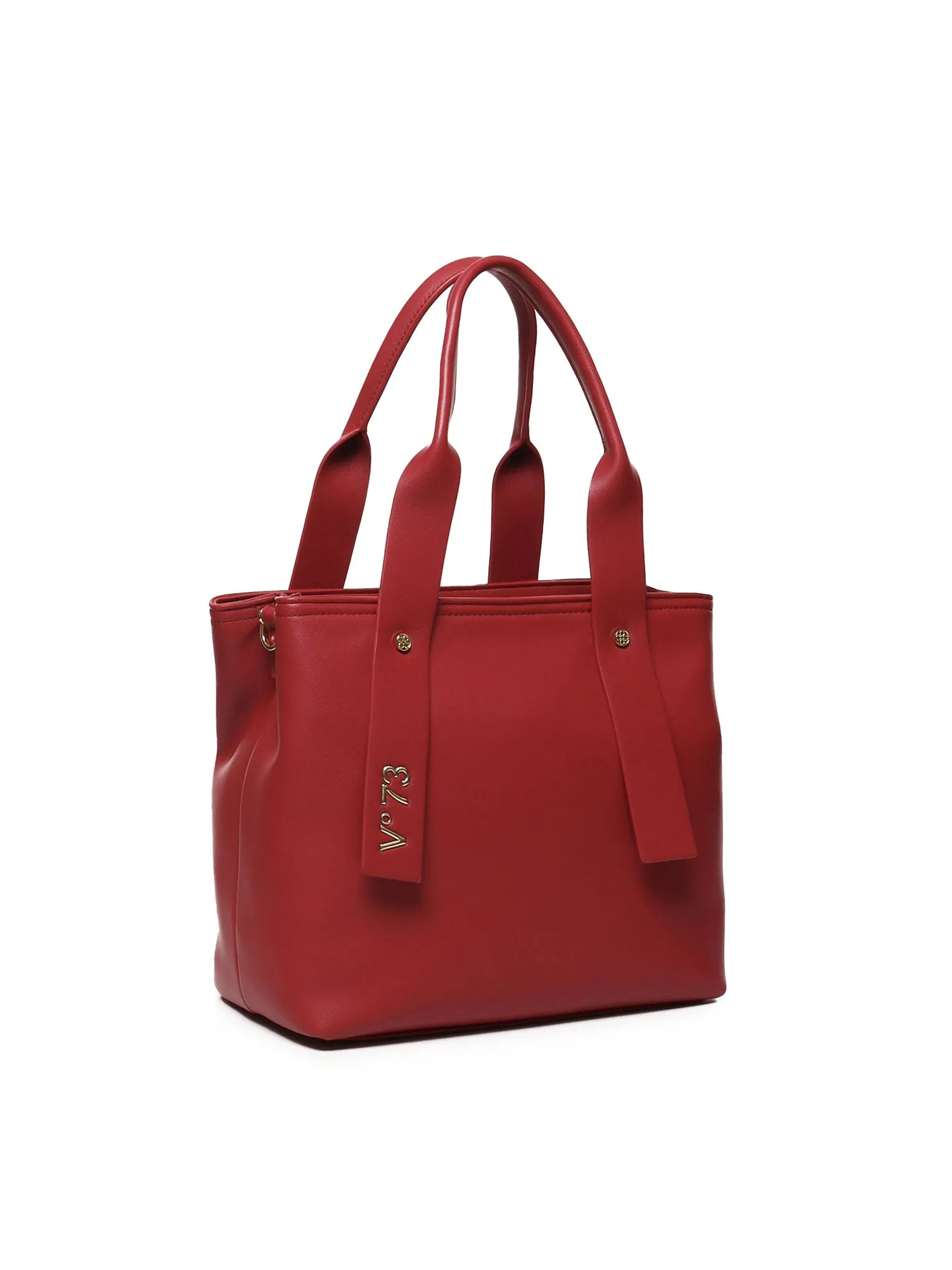 Red Micrograin Shopping Bag with Ribbon