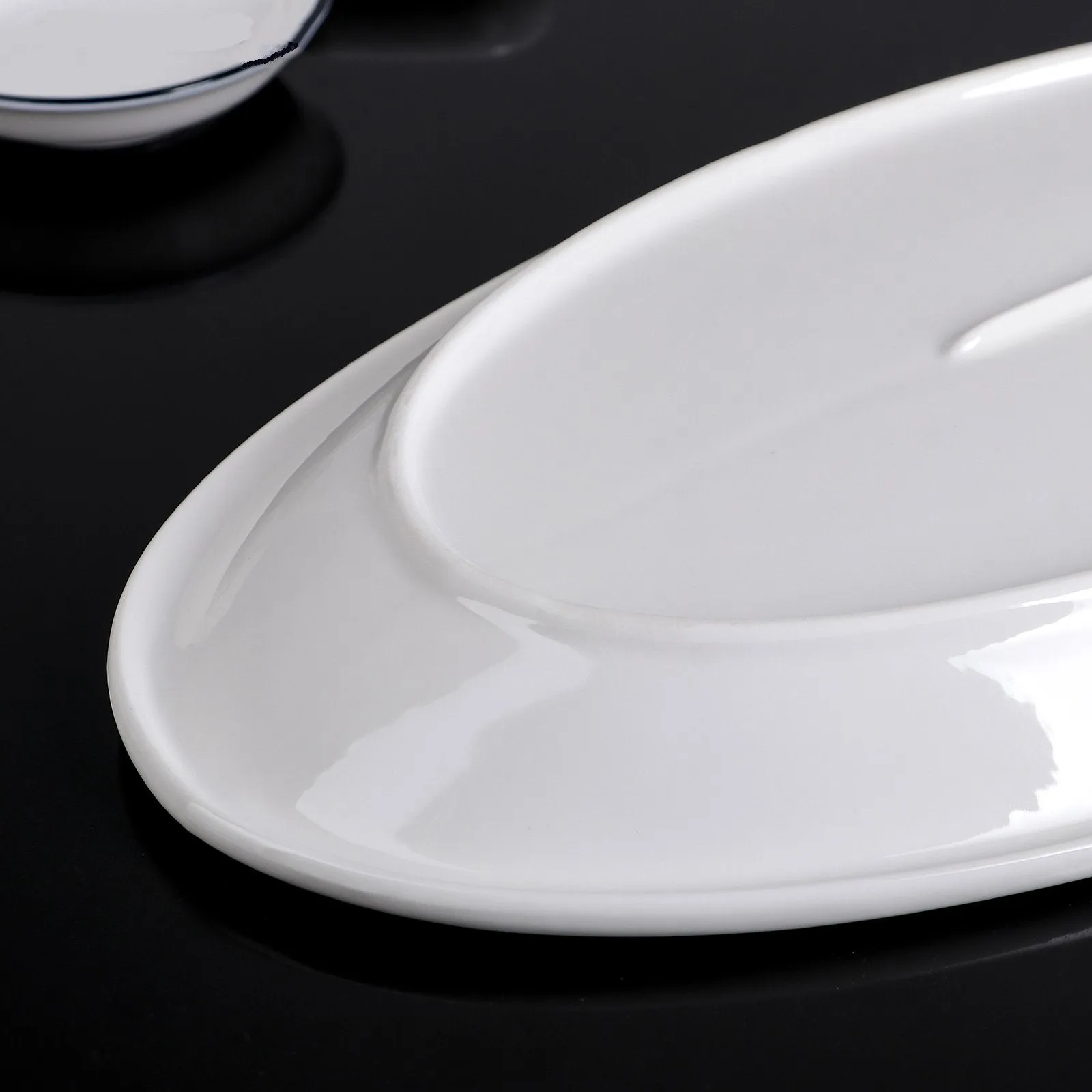 Set Of 3 White Oval Plate / Platter 14.5" inch | 36.5 Cm