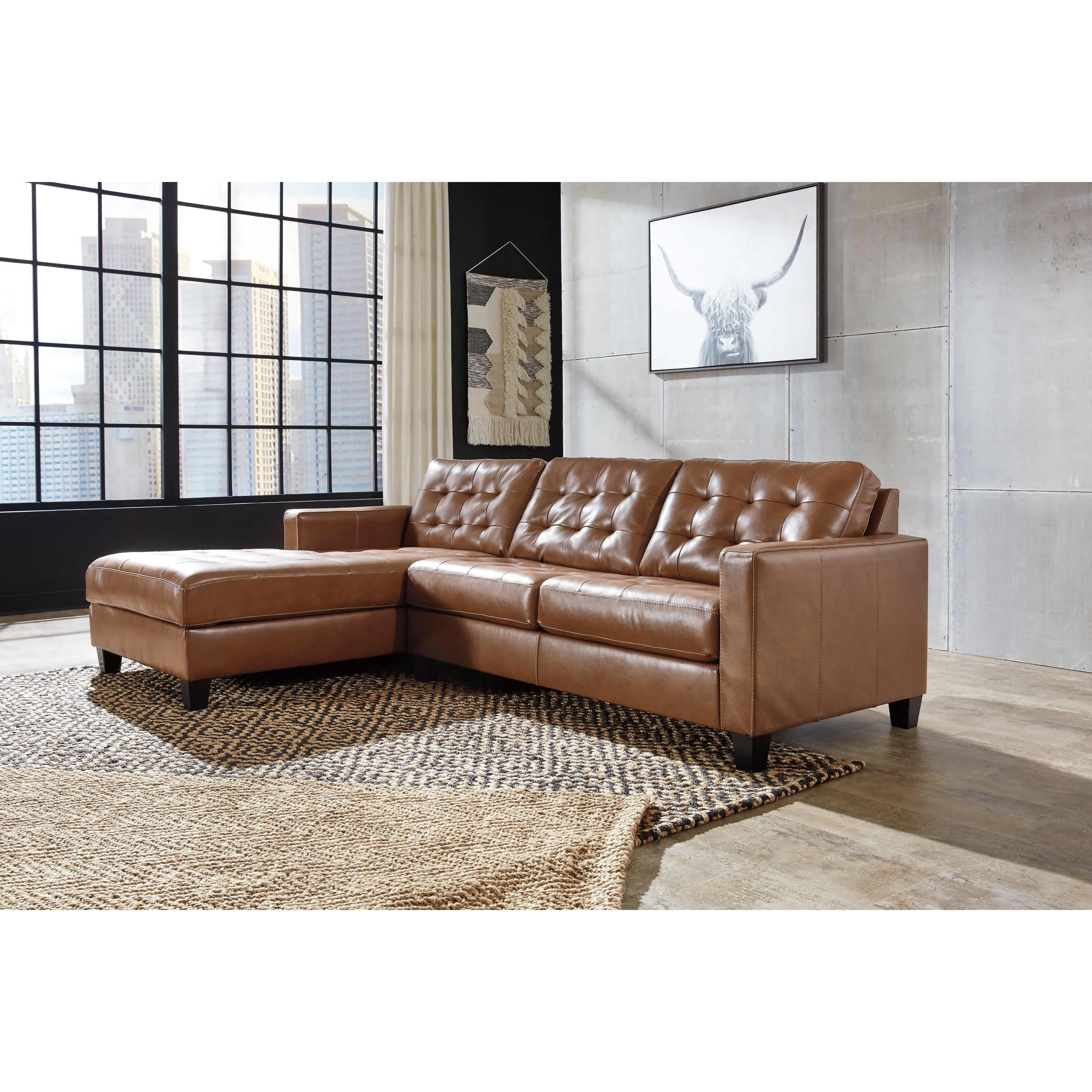 Signature Design by Ashley Baskove Leather Match 2 pc Sectional 1110216/1110256