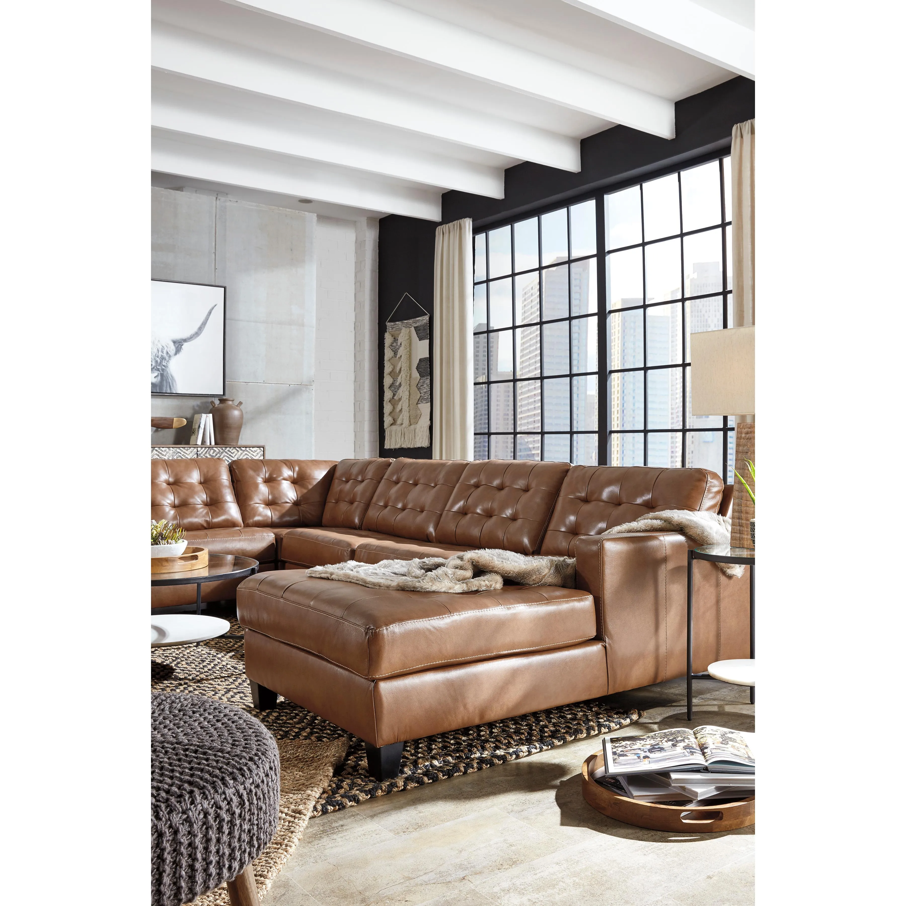 Signature Design by Ashley Baskove Leather Match 4 pc Sectional 1110255/1110234/1110277/1110217