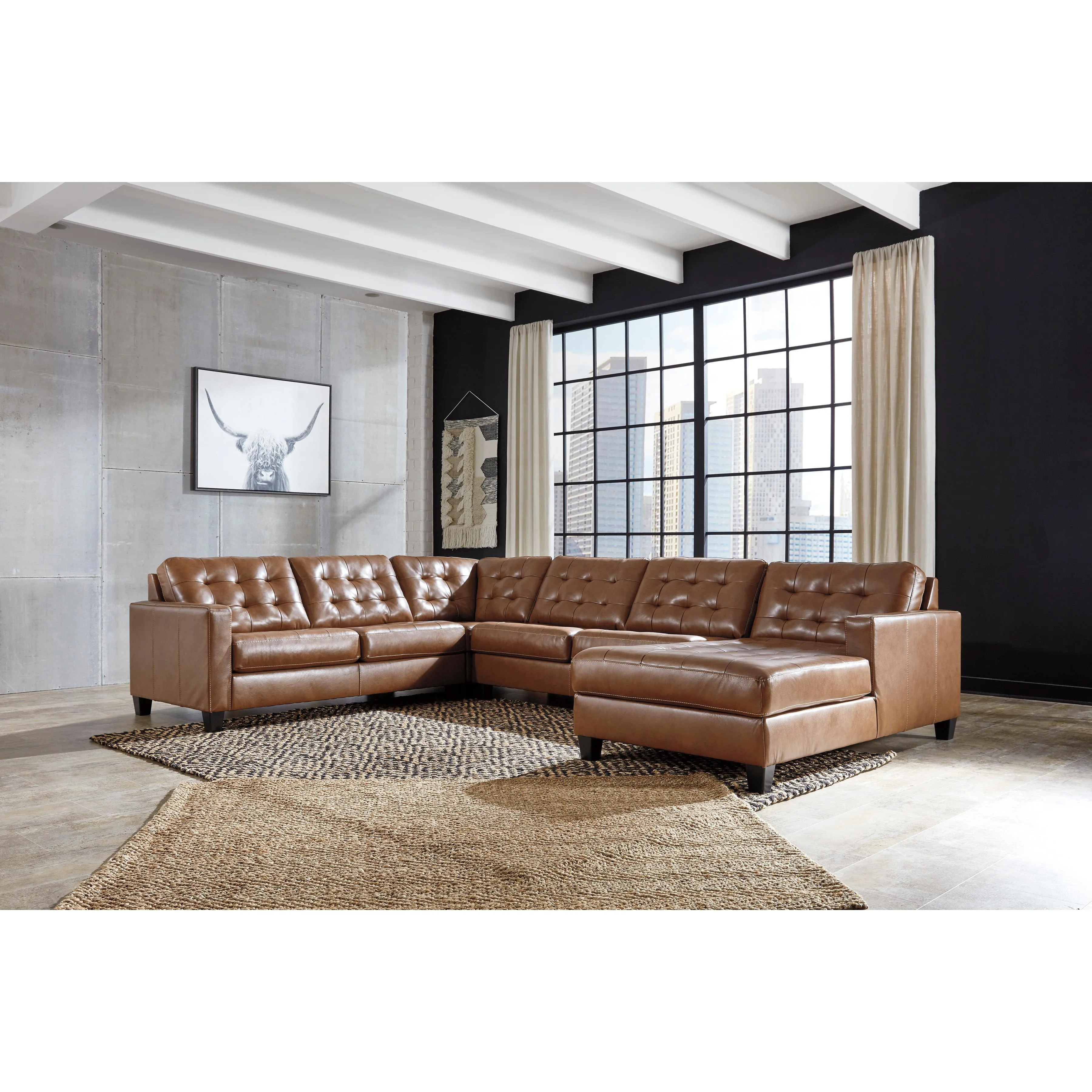 Signature Design by Ashley Baskove Leather Match 4 pc Sectional 1110255/1110234/1110277/1110217