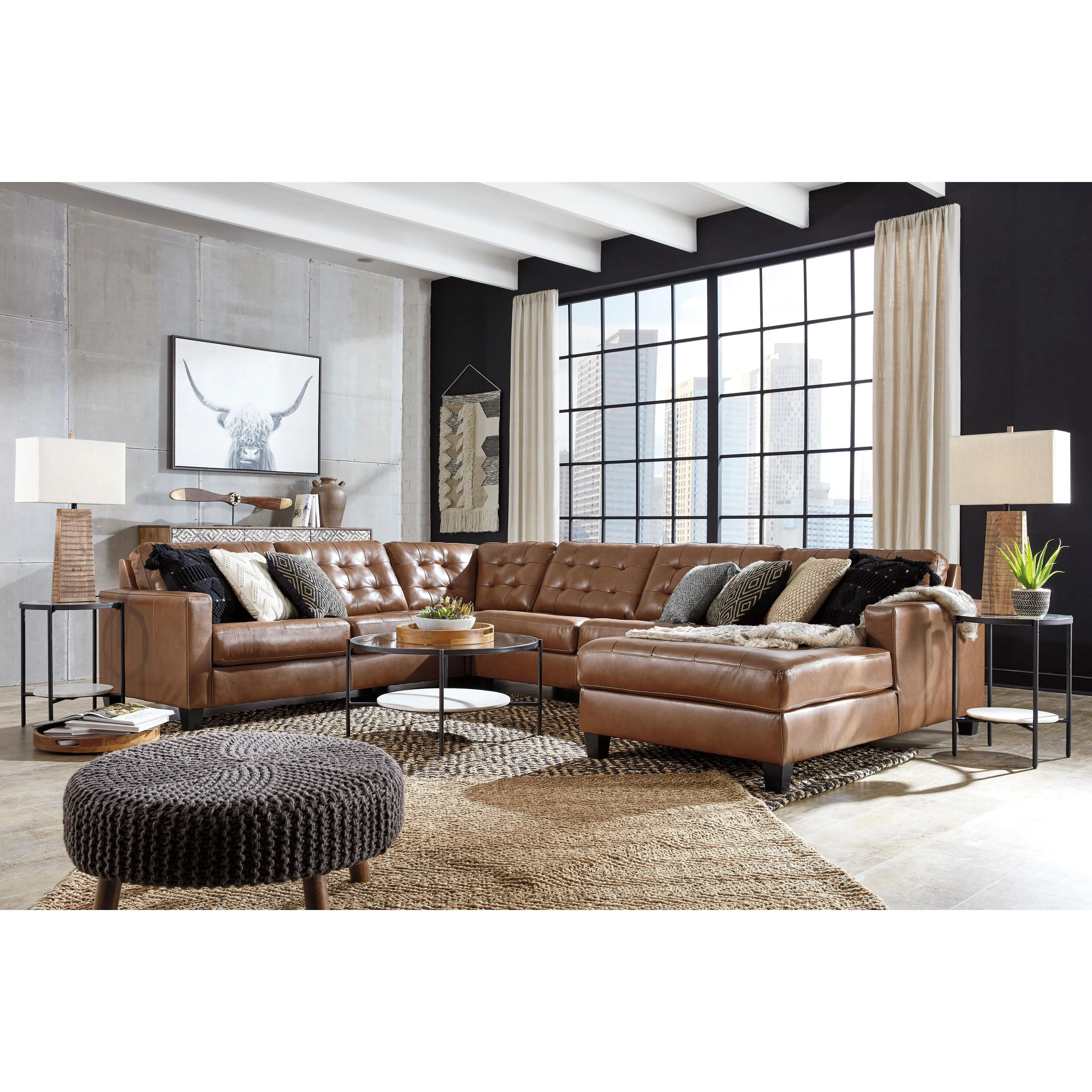 Signature Design by Ashley Baskove Leather Match 4 pc Sectional 1110255/1110234/1110277/1110217