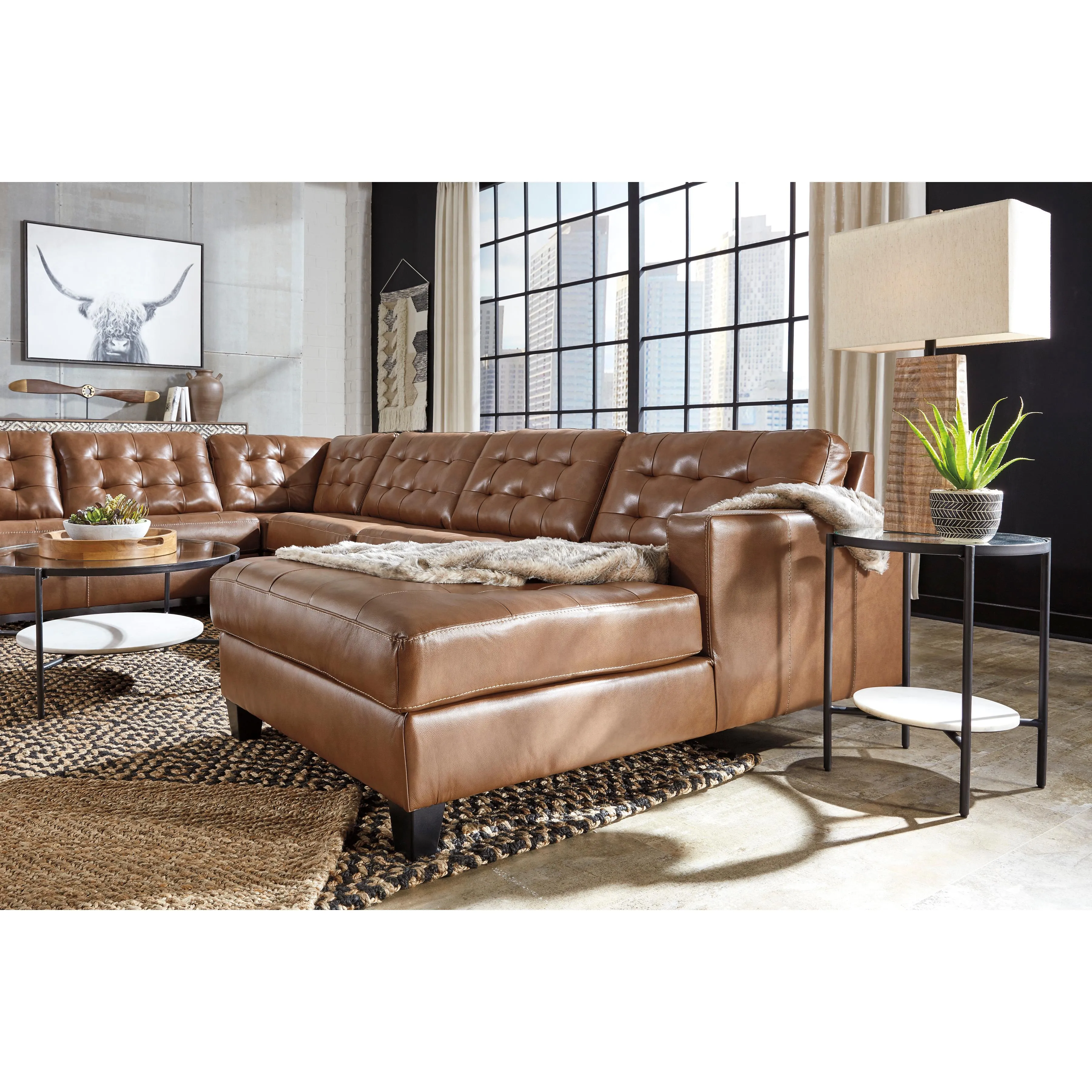 Signature Design by Ashley Baskove Leather Match 4 pc Sectional 1110255/1110234/1110277/1110217