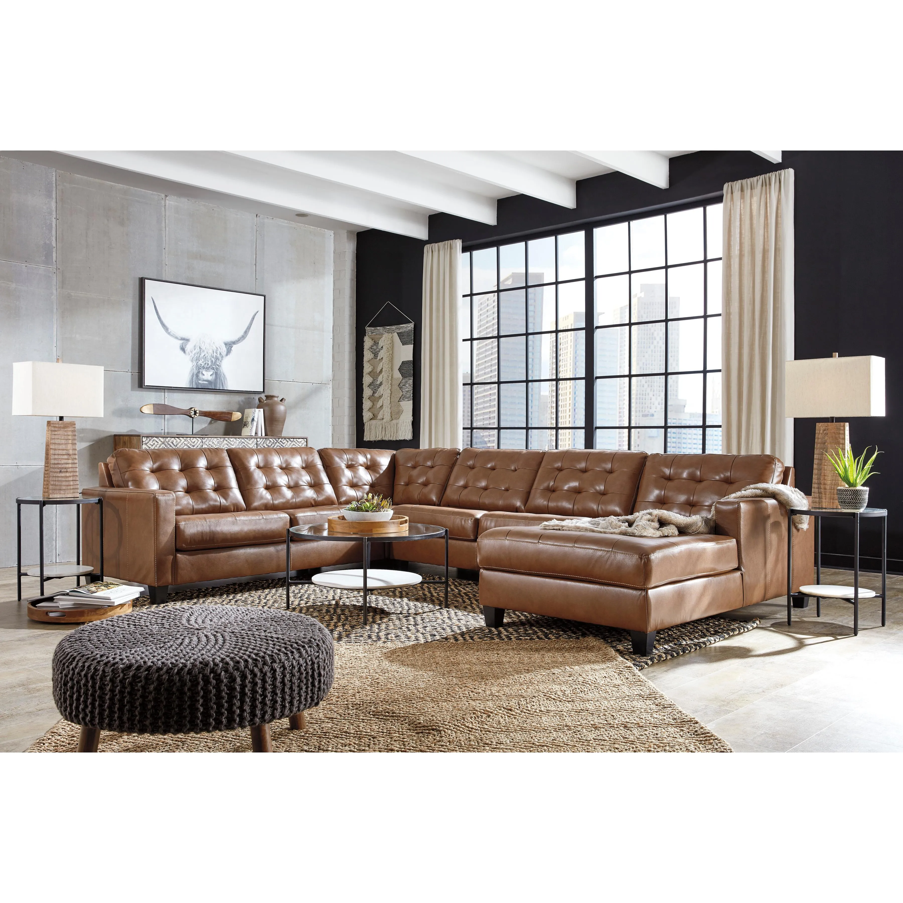 Signature Design by Ashley Baskove Leather Match 4 pc Sectional 1110255/1110234/1110277/1110217