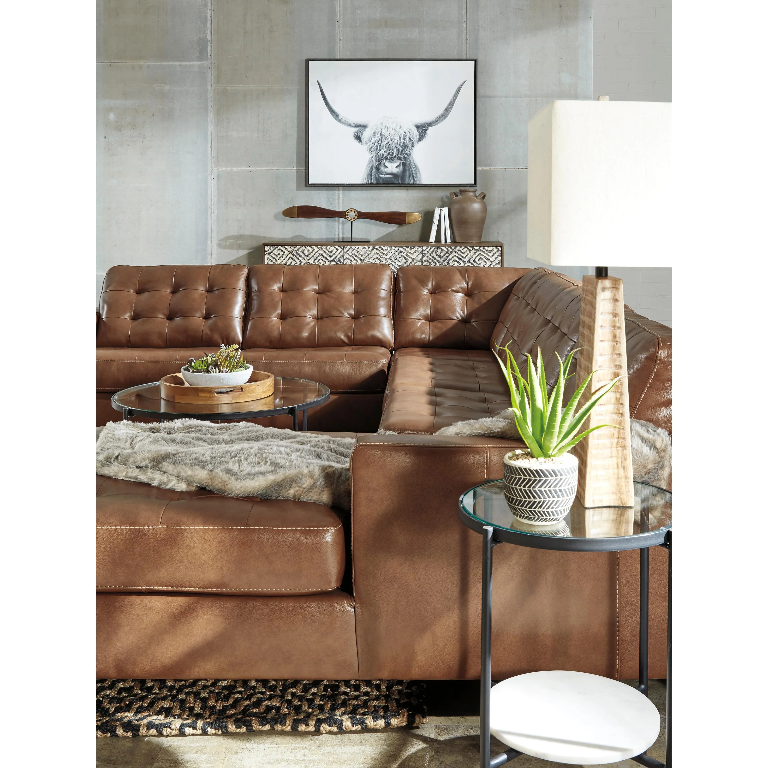 Signature Design by Ashley Baskove Leather Match 4 pc Sectional 1110255/1110234/1110277/1110217