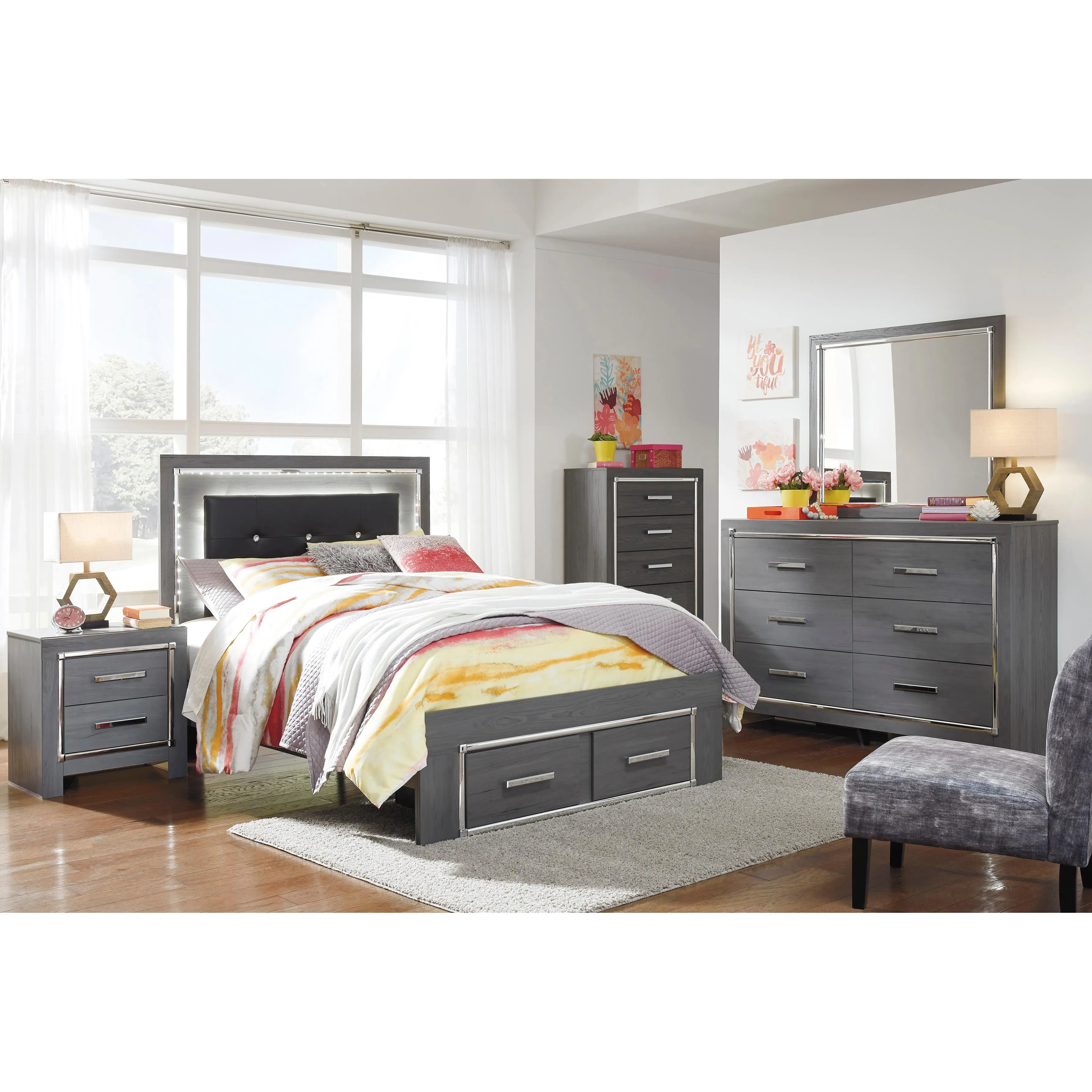 Signature Design by Ashley Lodanna B214B5 Full Panel Bed with 2 Storage Drawers