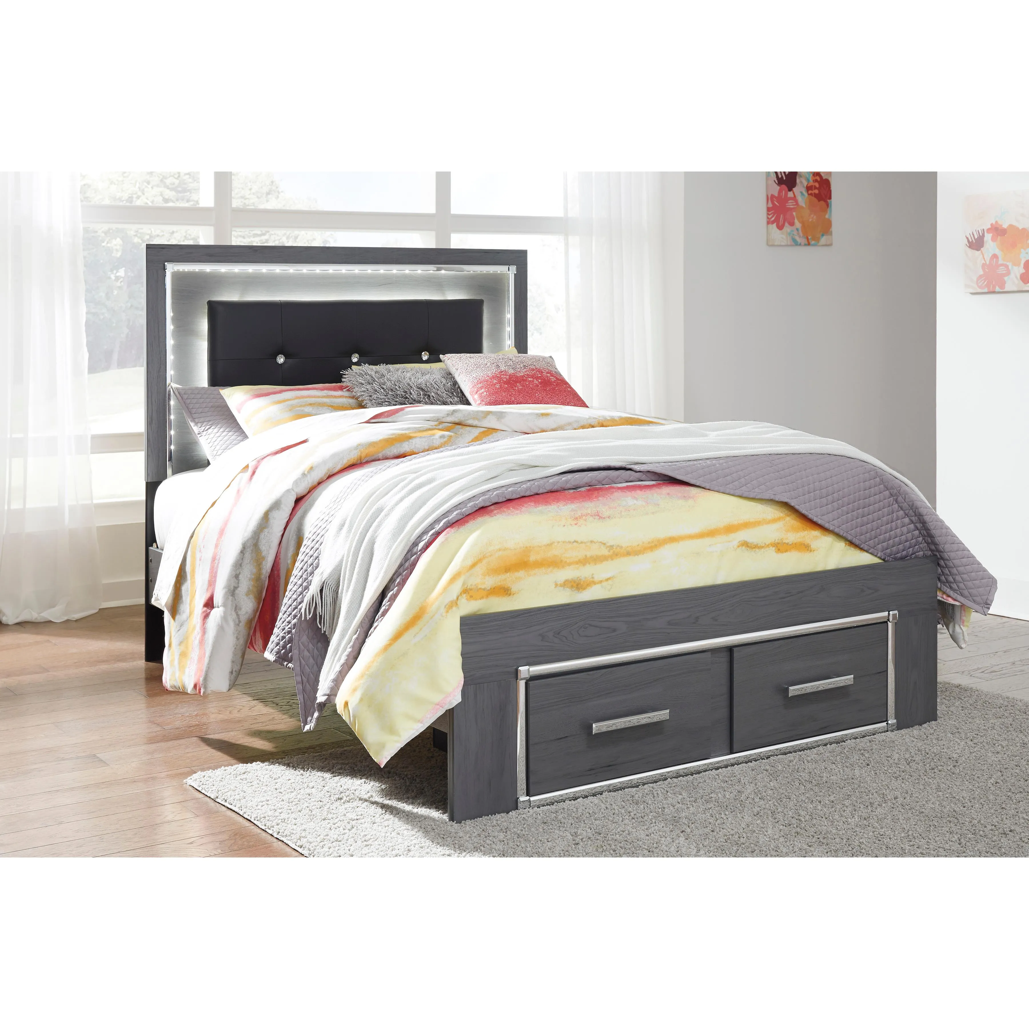 Signature Design by Ashley Lodanna B214B5 Full Panel Bed with 2 Storage Drawers