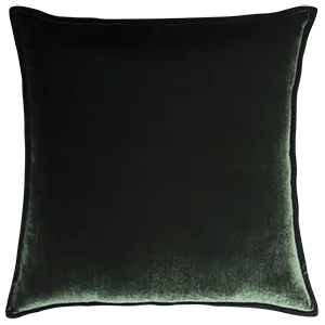 Silk Velvet and Linen Flange Cushion - Green