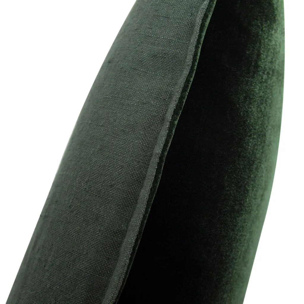 Silk Velvet and Linen Flange Cushion - Green