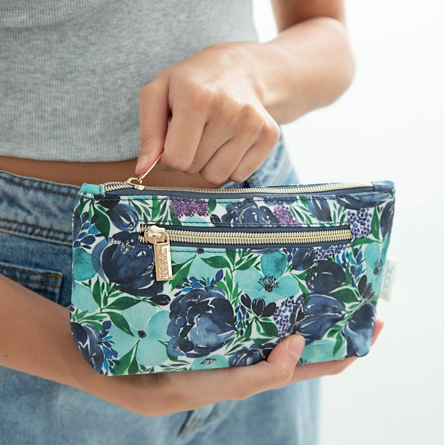 Small Cosmetic Bag - Flourish Blue