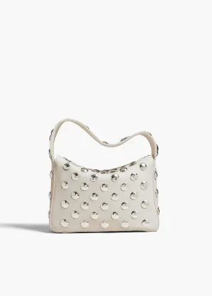 Small Elena Bag in Off-White Leather with Studs