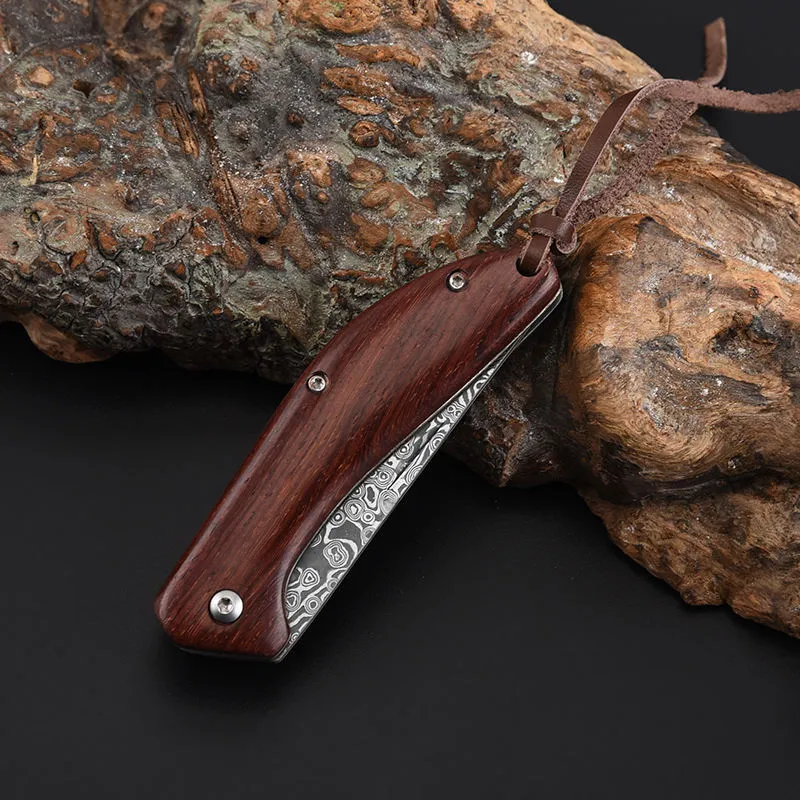 Small High Quality Outdoor Portable Camping Pocket Foldable Damascus Subtle Knife