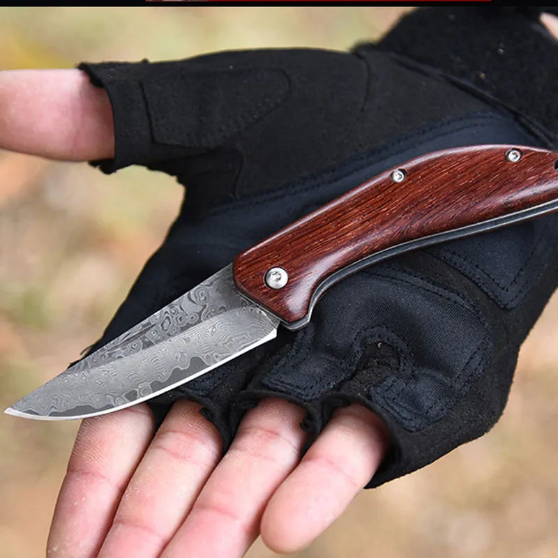 Small High Quality Outdoor Portable Camping Pocket Foldable Damascus Subtle Knife