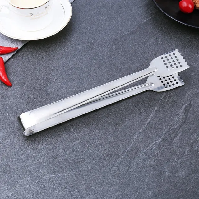 Stainless Steel BBQ Food Tongs Anti Heat Bread Clip Pastry Clamp Tong