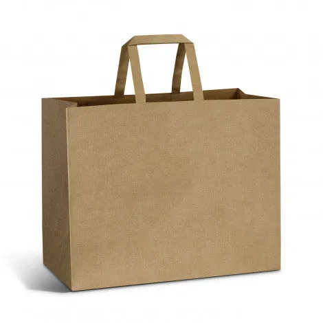 Stock Kraft Flat Handle Paper Bag Landscape-Large (SKP-12T)