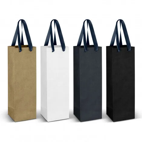 Stock Kraft Ribbon Handle Paper Wine Bag (SKP-15T)