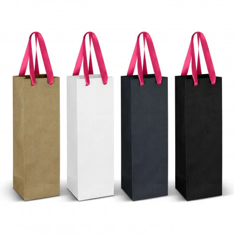 Stock Kraft Ribbon Handle Paper Wine Bag (SKP-15T)