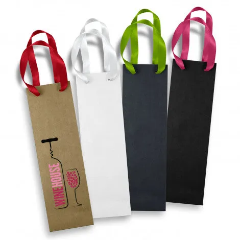 Stock Kraft Ribbon Handle Paper Wine Bag (SKP-15T)