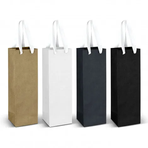 Stock Kraft Ribbon Handle Paper Wine Bag (SKP-15T)