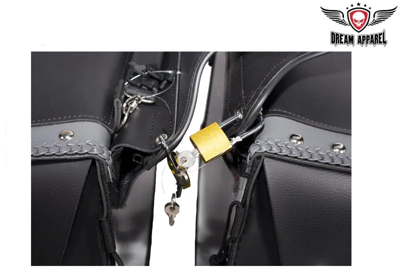 Studded PVC Motorcycle Saddlebag With Gun Holsters