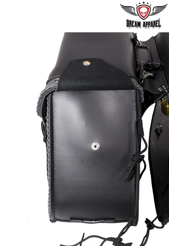 Studded PVC Motorcycle Saddlebag With Gun Holsters