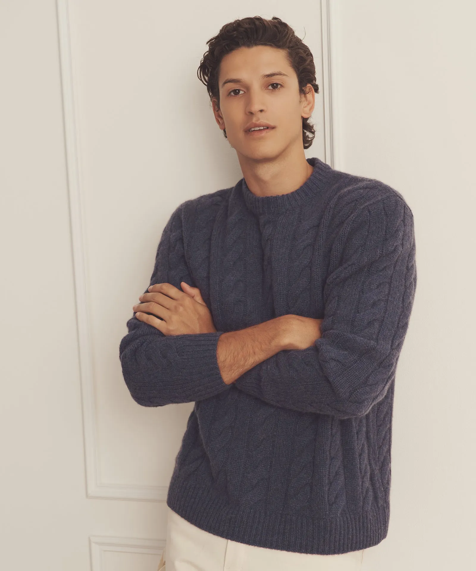 Super Luxe Cashmere Cable Crewneck