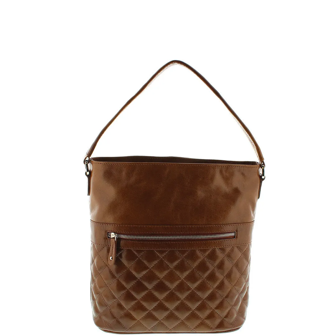 SURI LEATHER QUILTED BUCKET BAG