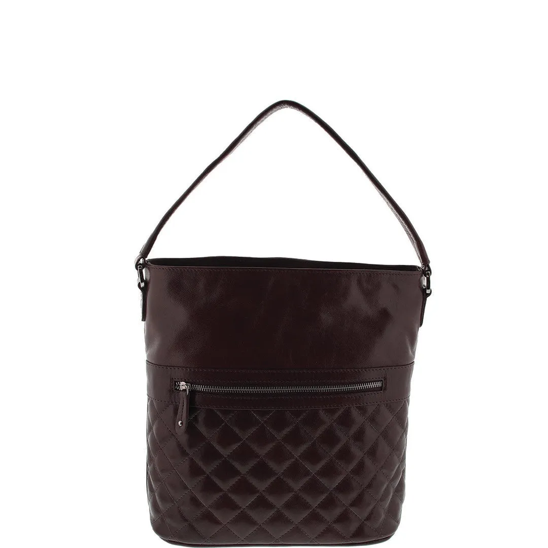 SURI LEATHER QUILTED BUCKET BAG