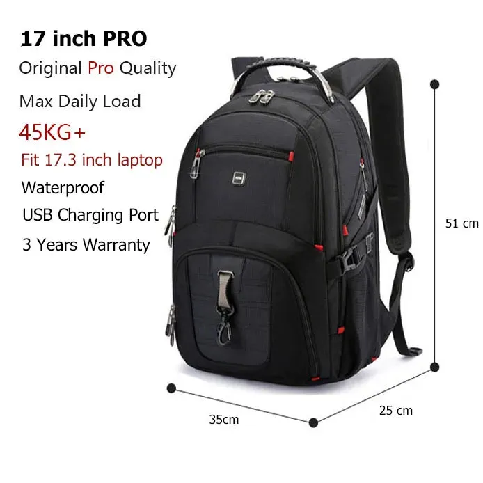 Swiss-Designed Water-Resistant Travel Bag with USB Port